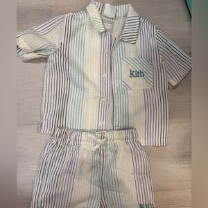 Kith Kids Pajama Set - White, Blue, and Cream Stripes